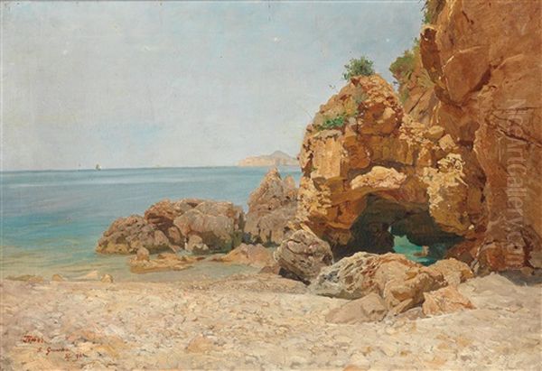 Scene Near Ischia Oil Painting by Heinrich Tomec