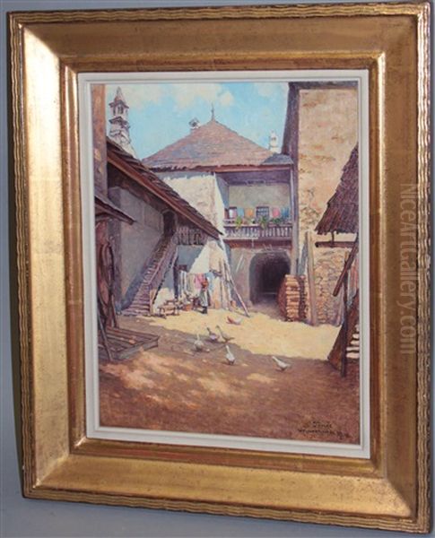 Poltnerhof In Weissenkirchen Oil Painting by Heinrich Tomec