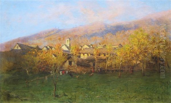 Paysage De Campagne Oil Painting by Achille Tominetti