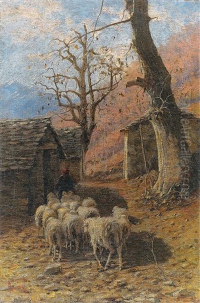 Die Ruckkehr Von Der Weide Oil Painting by Achille Tominetti