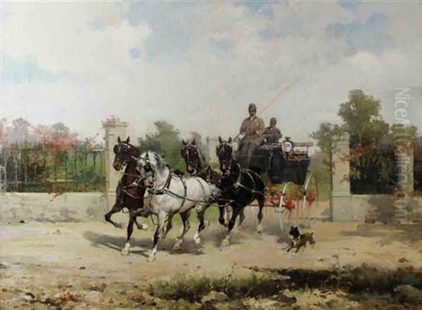 Coach In The Park Oil Painting by Alfredo Tominz