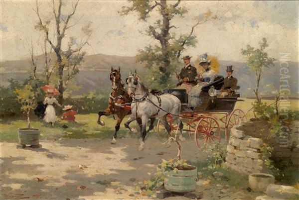 Die Ausfahrt Im Park Oil Painting by Alfredo Tominz