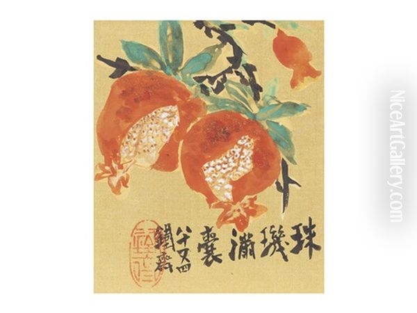 Pomegranate Oil Painting by Tessai Tomioka