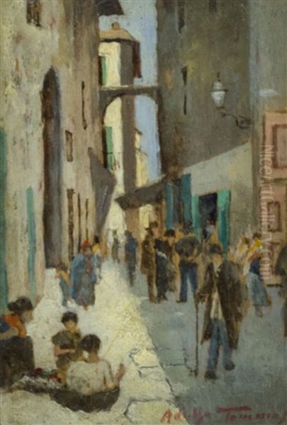 Scorcio Di Paese Oil Painting by Adolfo Tommasi