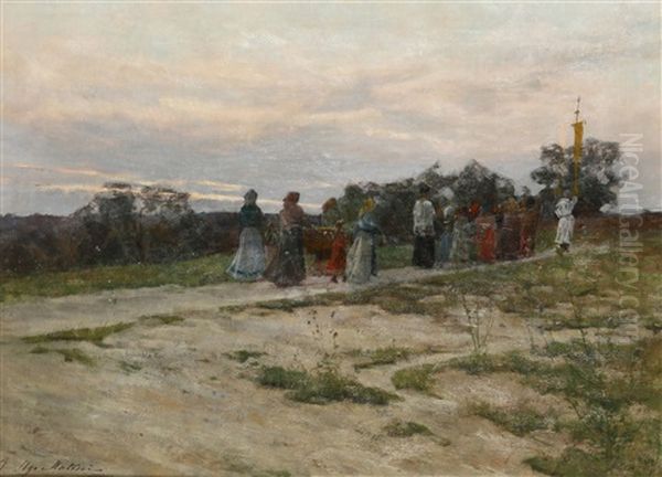 Processione Dei Fiori A Montenero Oil Painting by Adolfo Tommasi