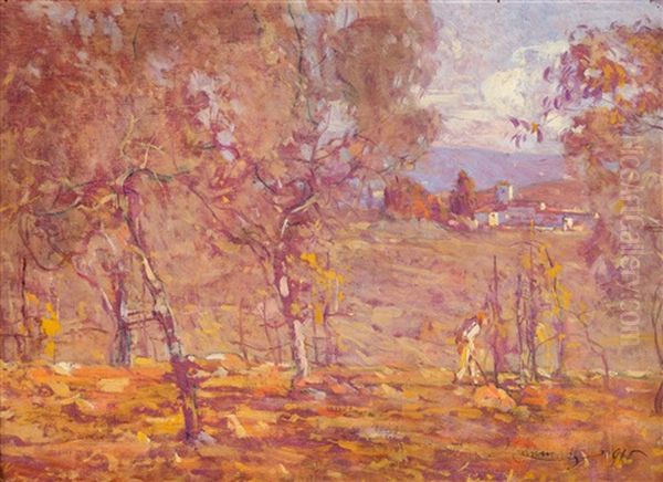 Campagna Toscana Con Figura Oil Painting by Lodovico Tommasi