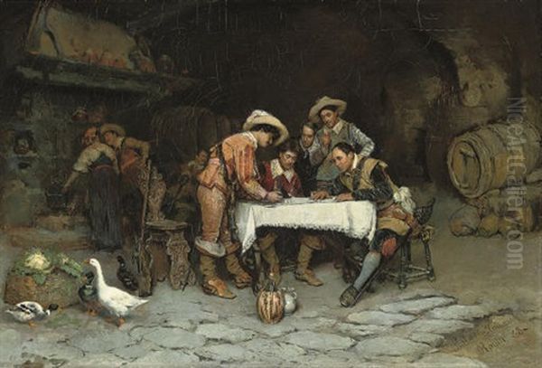 A Game Of Dice In The Tavern Oil Painting by Publio de Tommasi