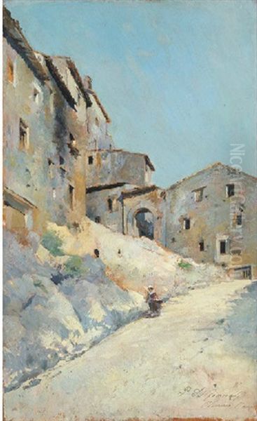 Strada D'olevano Oil Painting by Publio de Tommasi