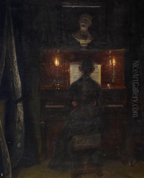 An Evening Recital Oil Painting by Peter Tom-Petersen