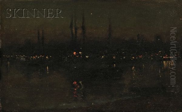 Dorchester Bay At Night Oil Painting by Frank Hector Tompkins