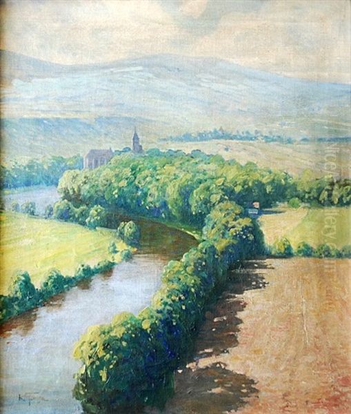 Sazava Monastery Oil Painting by Karel Tomsa