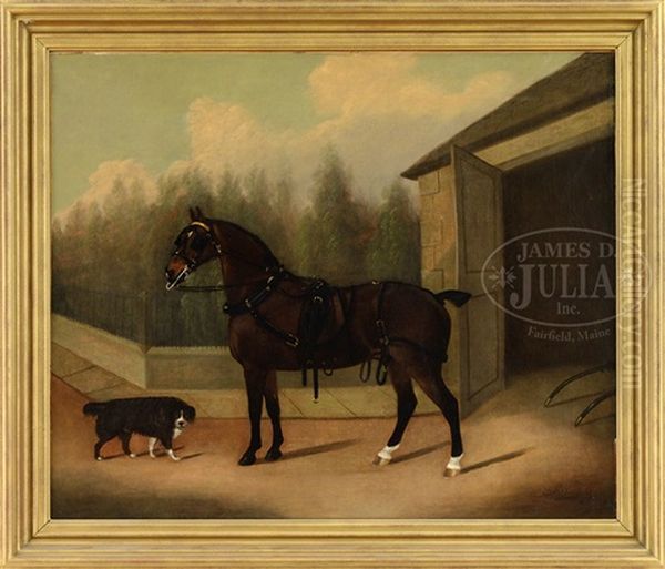 Carriage Horse In Full Harness Oil Painting by Clifton Tomson