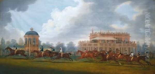 The Finish Of The St. Leger Stakes Oil Painting by Clifton Tomson