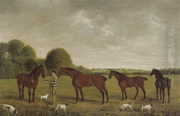 Feeding The Horses Oil Painting by Clifton Tomson