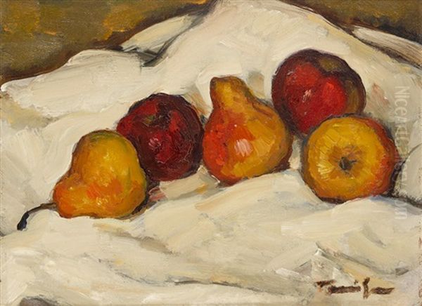 A Still Life With Pears Oil Painting by Nicolae Tonitza