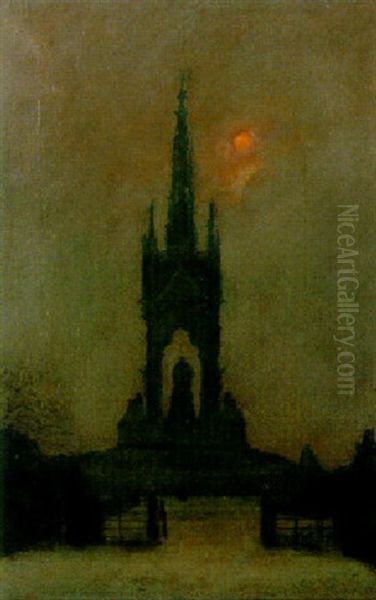 Winter Sun Over The Albert Memorial Oil Painting by Henry Tonks