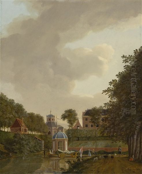 Utrecht, A View Of The Wittevrouwenpoort With The Suikerhuis Oil Painting by Gerrit Toorenburg