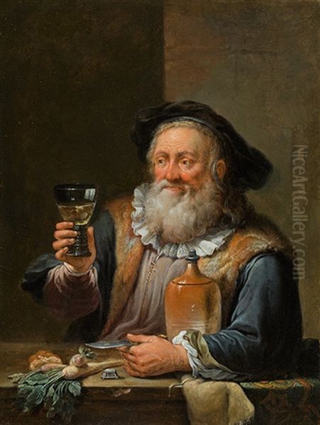 Wine Drinker Oil Painting by Jacob Van Toorenvliet