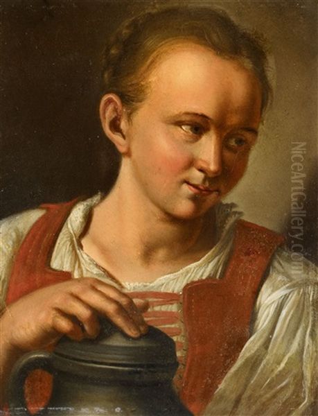 Junge Frau Mit Deckelkrug Oil Painting by Jacob Van Toorenvliet