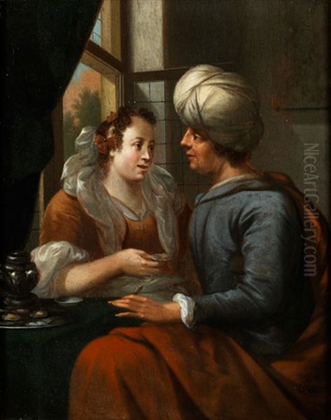 Ein Romantisches Stelldichein Oil Painting by Jacob Van Toorenvliet