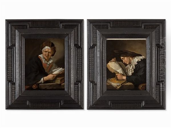 Scholars (pair) Oil Painting by Jacob Van Toorenvliet