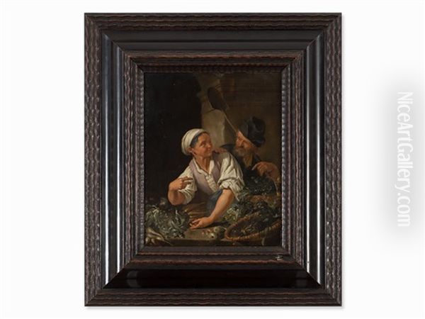 Old Man And Woman Oil Painting by Jacob Van Toorenvliet