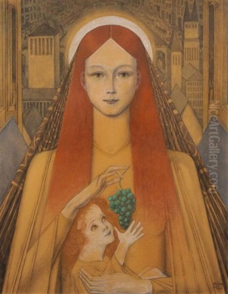 Mary And The Christ Child Oil Painting by Jan Toorop