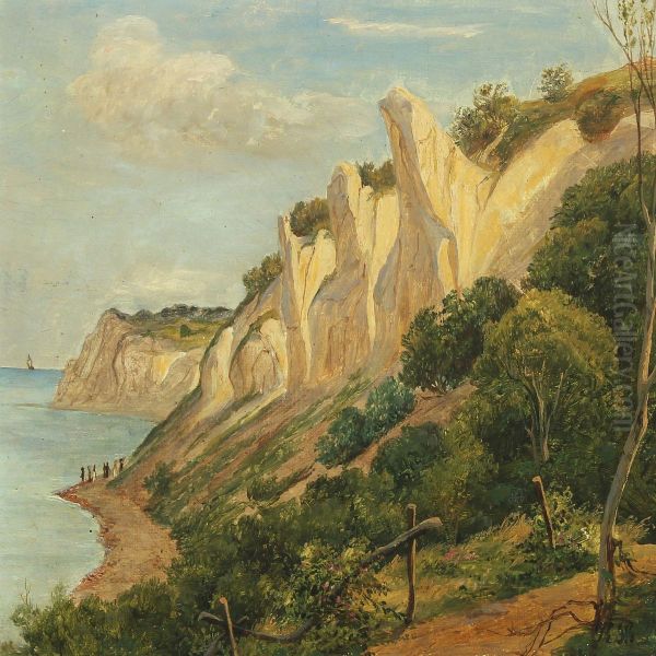 Cliff Of Moen Oil Painting by Thorald Brendstrup