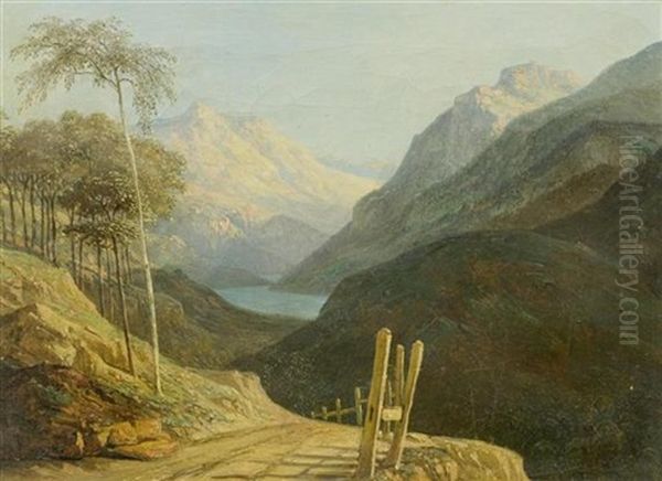 Weite Berglandschaft Mit Einem Weg Im Vordergrund Oil Painting by Rodolphe Toepffer