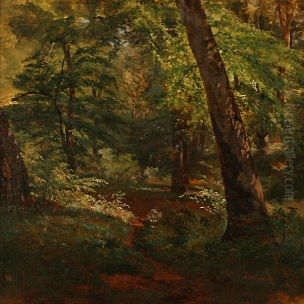 Summer Day In A Forest Oil Painting by Thorald Brendstrup