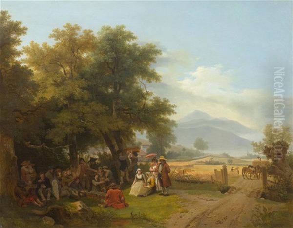 Collation Campagnarde Oil Painting by Wolfgang Adam Toepffer