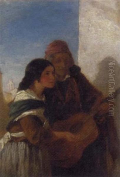 The Blind Beggar Oil Painting by Francis William Topham