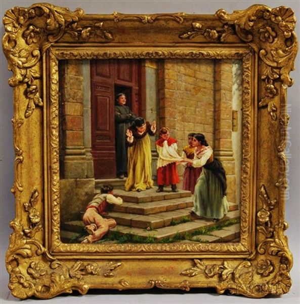 Admiring The Young Acolyte's Surplice Oil Painting by Frank William Warwick Topham