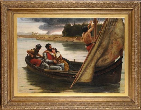 Voyage Of King Arthur And Morgan Le Fay Oil Painting by Frank William Warwick Topham