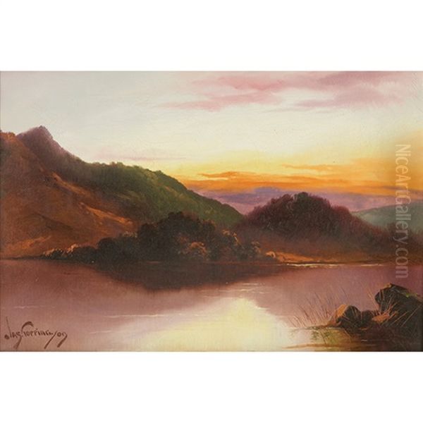 Sunset Oil Painting by James Topping