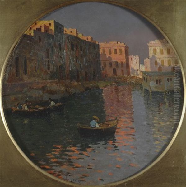 Tramonto Sul Canale Oil Painting by Francesco Saverio Torcia