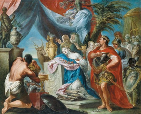 Die Opferung Der Iphigenie - Sacrificio Di Ifigenia Oil Painting by Felice Torelli