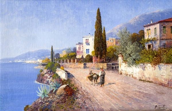 Sommerliche Uferpartie Bei Neapel Oil Painting by Pietro Toretti