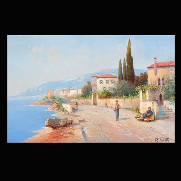 Mediterranean Landscape Oil Painting by Pietro Toretti