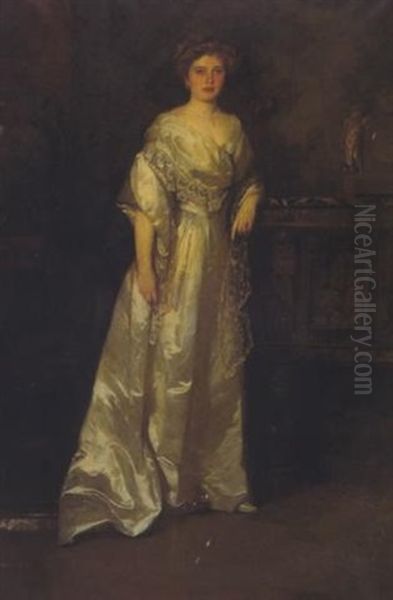 Reprasentatives Bildnis Grafin Sigmund, In Weisen Abendkleid by Hermann Torggler