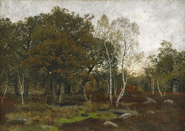 Hostlandskap Fran Fontainebleau Oil Painting by Oscar Toerna