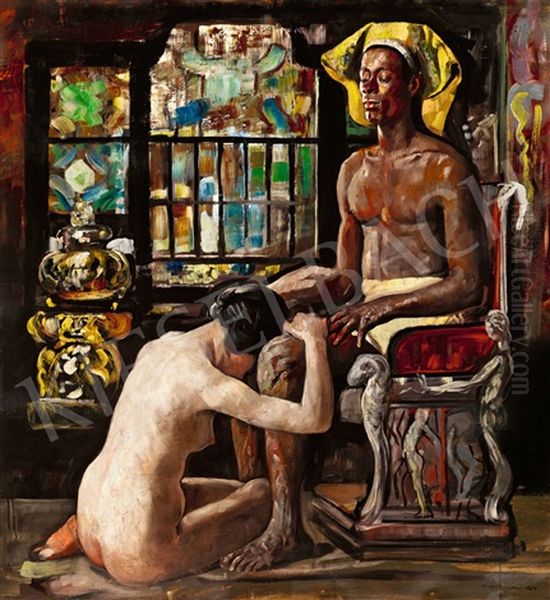 Respect (oriental Scene) Oil Painting by Gyula Tornai