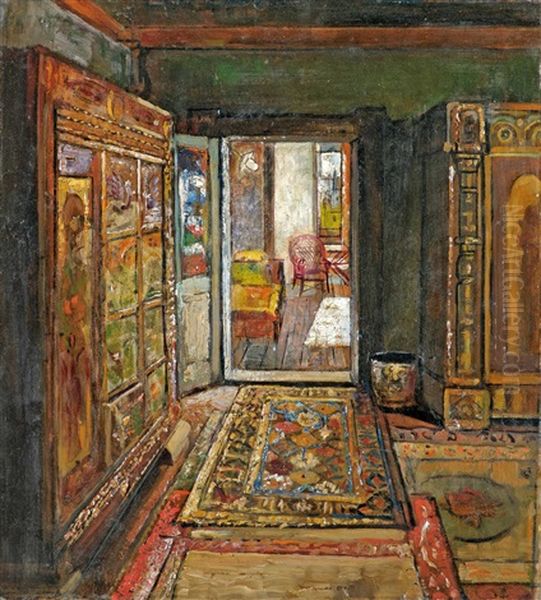 Oriental Interior Oil Painting by Gyula Tornai