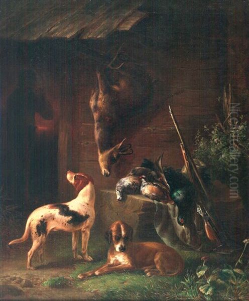 Stillleben Mit Jagdbeute An Einer Hutte Oil Painting by Karl Wilhelm Tornau