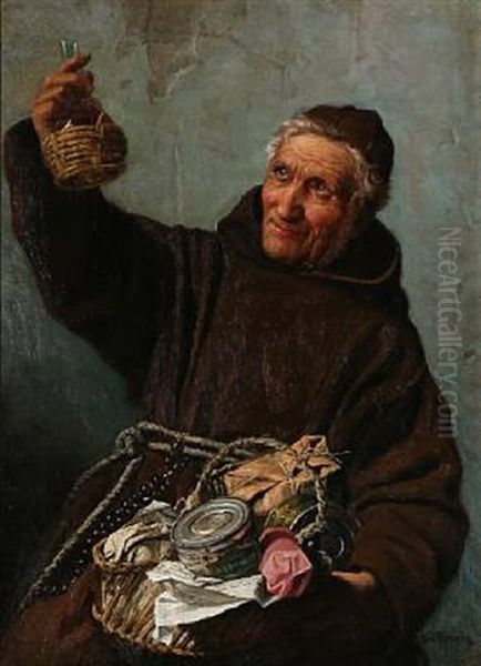 A Monk With A Basket Oil Painting by Wenzel Ulrik Tornoe