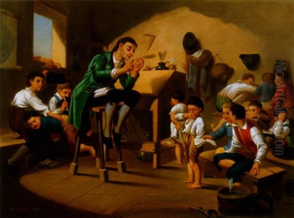 Iskolaban (in The School) Oil Painting by Eduard Toeroek