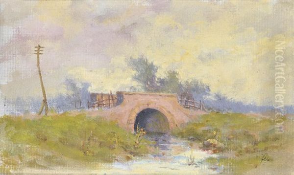 Paisaje Con Puente Oil Painting by Carlos De La Torre