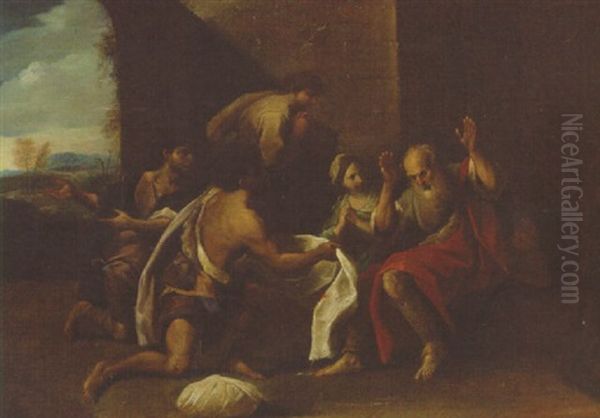 Jacob Shown Joseph's Coat Oil Painting by Flaminio Torre