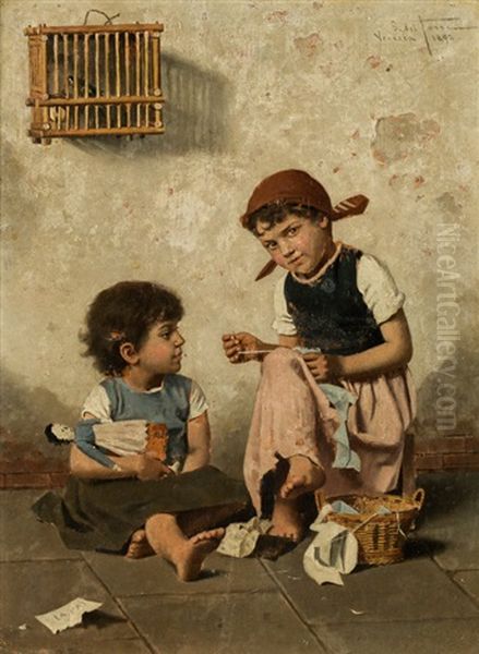 Die Kleine Naherin Oil Painting by Giulio Del Torre