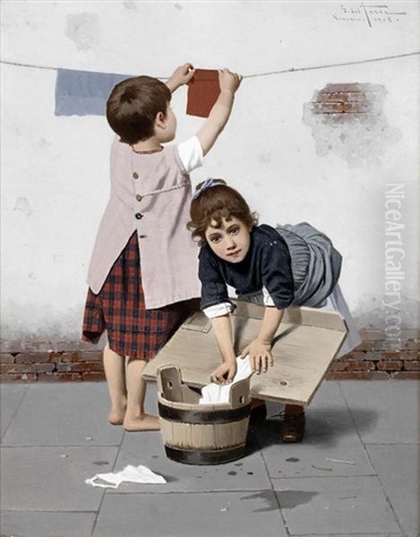 Little Helpers Oil Painting by Giulio Del Torre